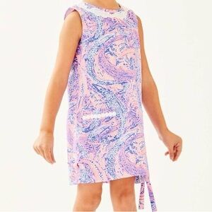 Lilly Pulitzer LITTLE CLASSIC SHIFT Dress Coastal Blue Maybe Gator Pink 5